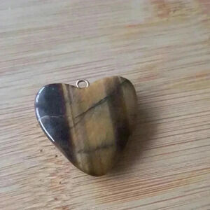 Brown  Tiger's Eye Heart Pendant Necklace